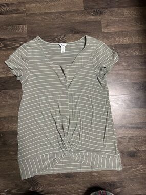 Women's Olive Green Striped Twist-Front Tee maternity